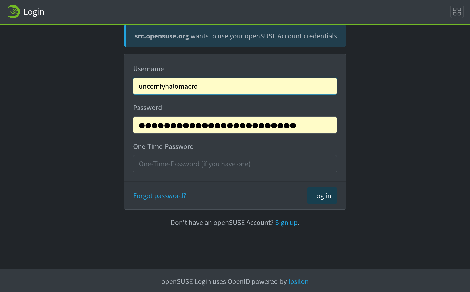 openSUSE Login portal