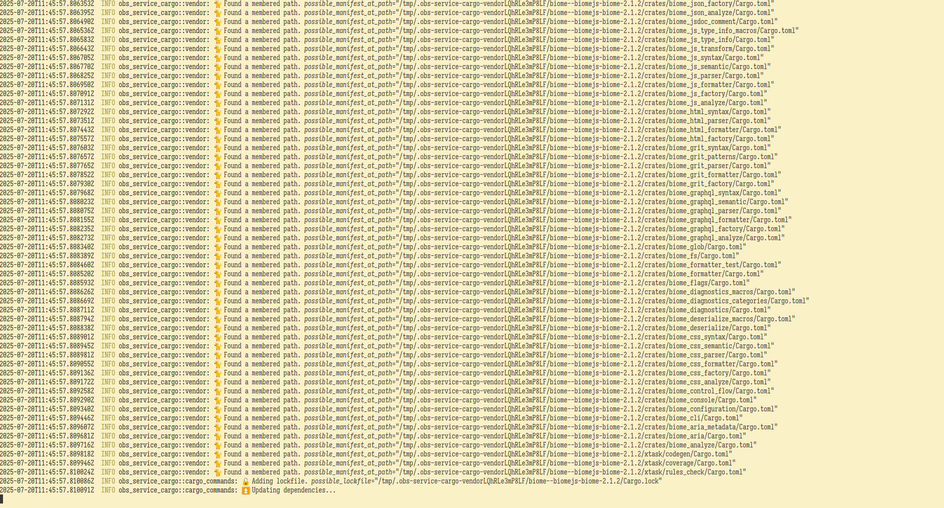 Command output for osc service -vvv mr