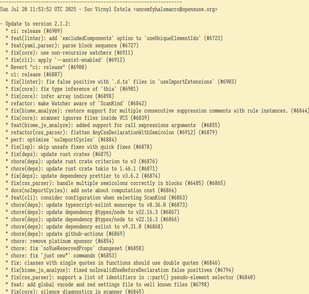 new changes file