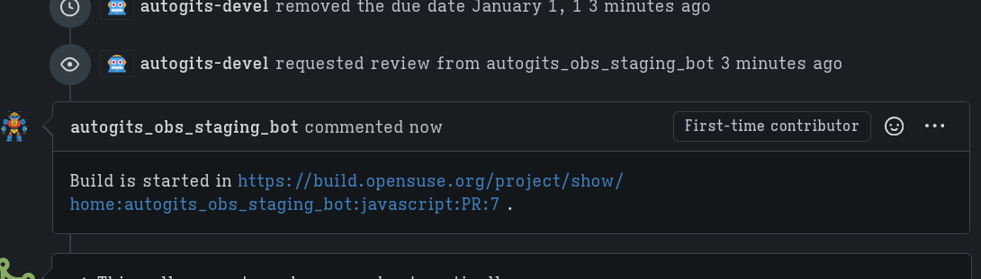 Auto gits obs staging bot comment